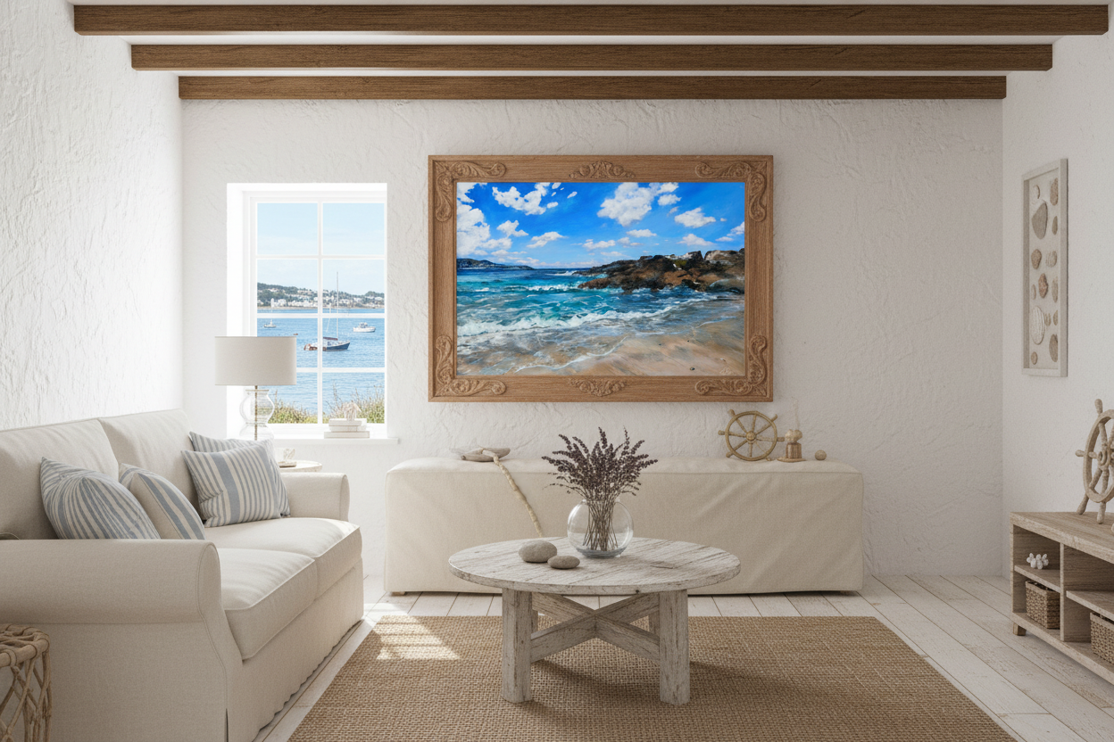 Halcyon Days – Seaside Cottage, Ornate Brown Frame