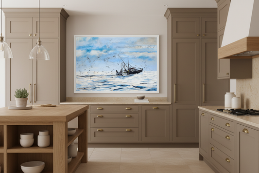 Homarus Abandonment Love – Muted Brown Kitchen, White Frame