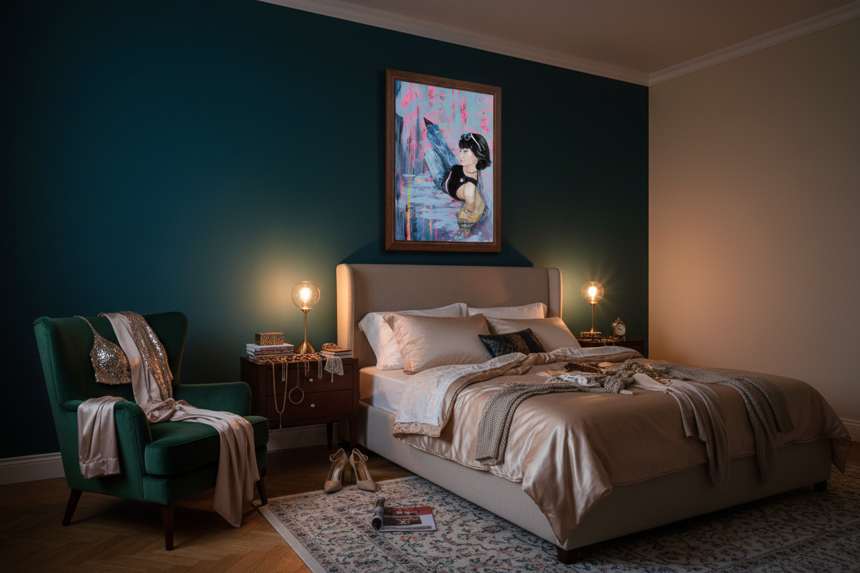 N-Joy 90s Chick – Luxurious Bedroom, Dark Brown Frame
