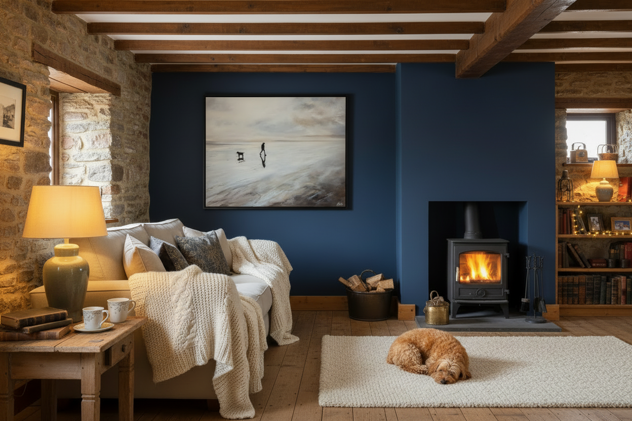 The Last Goodbye – Cottage with Sleeping Dog by Fire